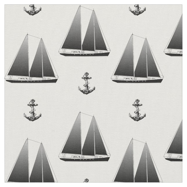 Sailboat And Anchor Fabric (Close Up)