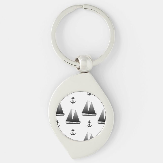 Sailboat And Anchor Key Ring (Front)