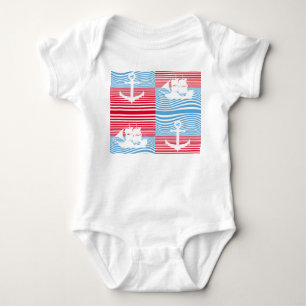 Sailboat and anchor pattern baby bodysuit