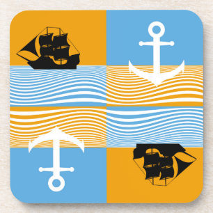 Sailboat and anchor pattern coaster