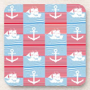 Sailboat and anchor pattern coaster
