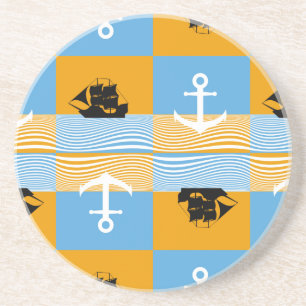 Sailboat and anchor pattern coaster