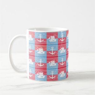 Sailboat and anchor pattern coffee mug