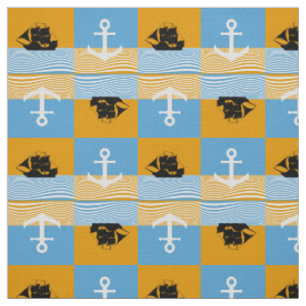 Sailboat and anchor pattern fabric