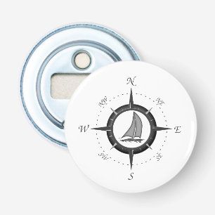 Sailboat And Compass Rose Bottle Opener