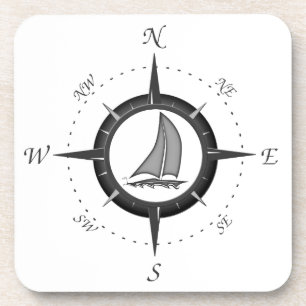 Sailboat And Compass Rose Coaster