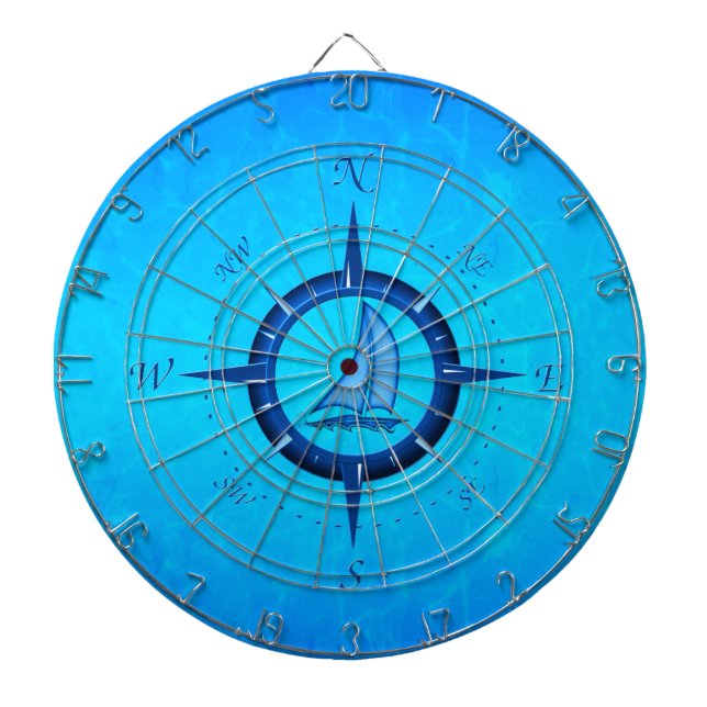 Sailboat And Compass Rose Dartboard (Front)
