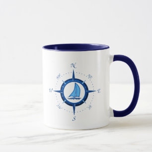 Sailboat And Compass Rose Mug