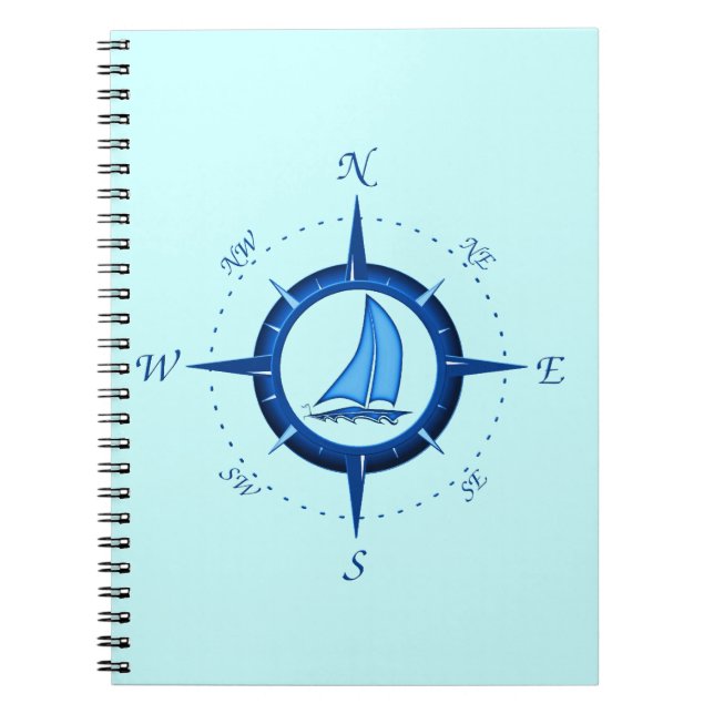 Sailboat And Compass Rose Notebook (Front)