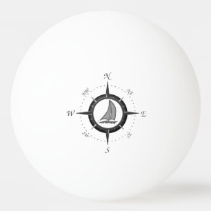 Sailboat And Compass Rose Ping Pong Ball