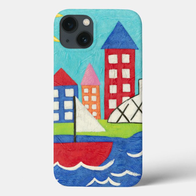 Sailboat and Hot Air Balloon with Cityscape Case-Mate iPhone Case (Back)