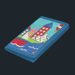 Sailboat and Hot Air Balloon with Cityscape Trifold Wallet<br><div class="desc">A cityscape serves as the background for a sailboat and a hot air balloon. A bright sun shines down on the scene,  and a cute fish swims under the water. Purchase this peaceful print today!</div>