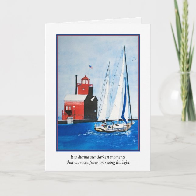 sailboat and lighthouse sympathy card (Front)