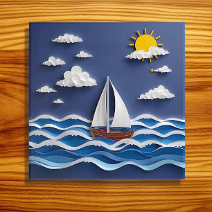 Sailboat and Sunshine   Paper Quilling  Poster