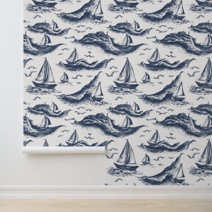Sailboat and Waves Wallpaper