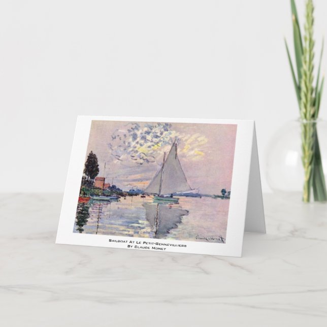 Sailboat At Le Petit-Gennevilliers By Claude Monet Card (Front)