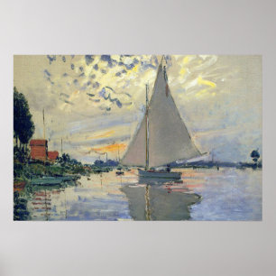 Sailboat at Le Petit-Gennevilliers by Claude Monet Poster