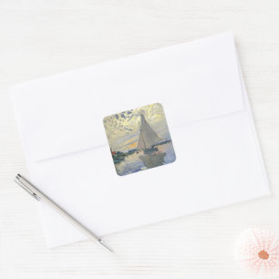 Sailboat at Le Petit-Gennevilliers by Claude Monet Square Sticker