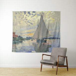 Sailboat at Le Petit-Gennevilliers by Claude Monet Tapestry