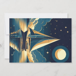 Sailboat at night holiday card
