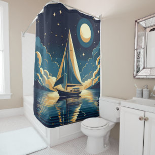Sailboat at night shower curtain