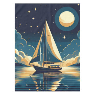 Sailboat at night tablecloth