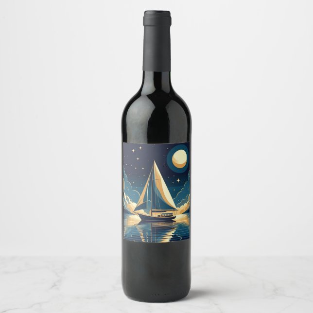 Sailboat at night wine label (Front)
