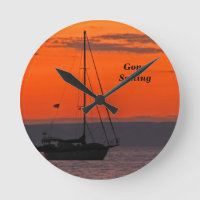 Sailboat at Orange Sunset, Small Square or 
