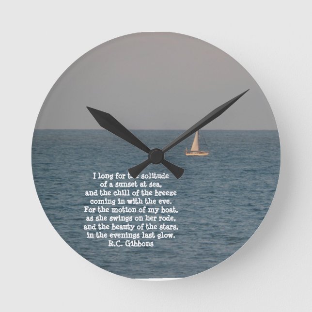 Sailboat at Sea-with Sailing quote Round Clock (Front)