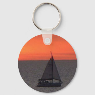 Sailboat at Sparkling Sea key chain