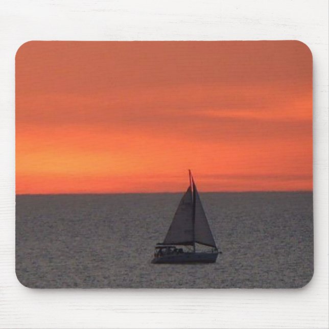 Sailboat at Sparkling Sea Mouse Pad (Front)