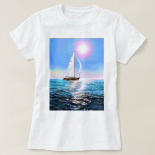 Sailboat at Sunrise T-Shirt - Painting