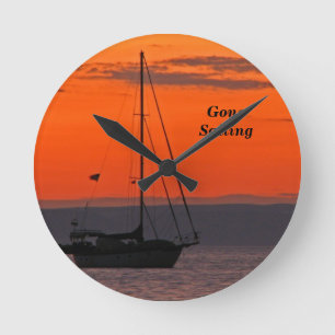 Sailboat at Sunset Clock, Small Round Clock