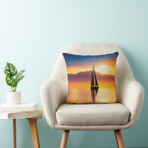 Sailboat At Sunset  Cushion