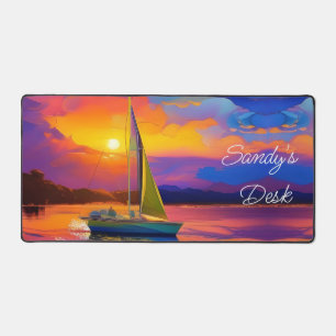 Sailboat at Sunset Desk Mat