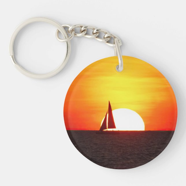Sailboat at Sunset Key Ring (Front)