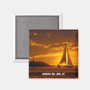 Sailboat at Sunset - Marina Del Rey, CA  Magnet