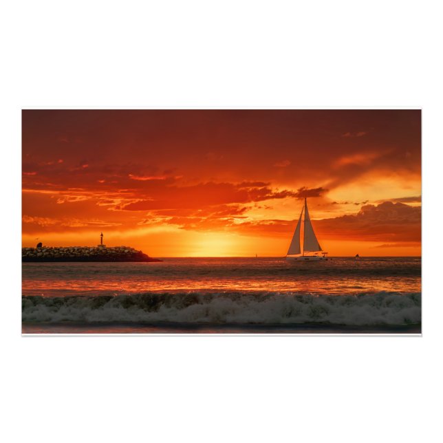 Sailboat at Sunset - Marina Del Rey, CA Photo Print (Front)