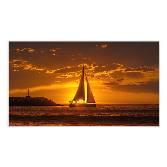 Sailboat at Sunset - Marina Del Rey, CA Photo Print (Front)