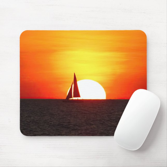 Sailboat at Sunset Mouse Pad (With Mouse)