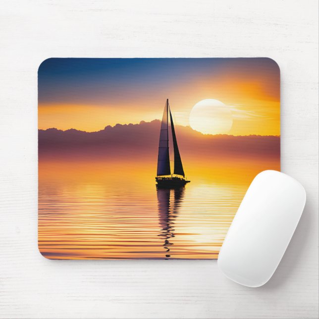 Sailboat At Sunset  Mouse Pad (With Mouse)