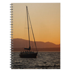 Sailboat At Sunset On The Puget Sound Notebook