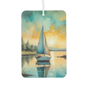 sailboat at sunset painting car air freshener