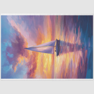 Sailboat at Sunset Painting Decoupage Tissue Paper