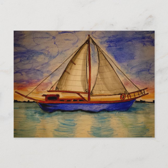 Sailboat at Sunset Postcard (Front)