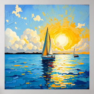Sailboat at Sunset Poster