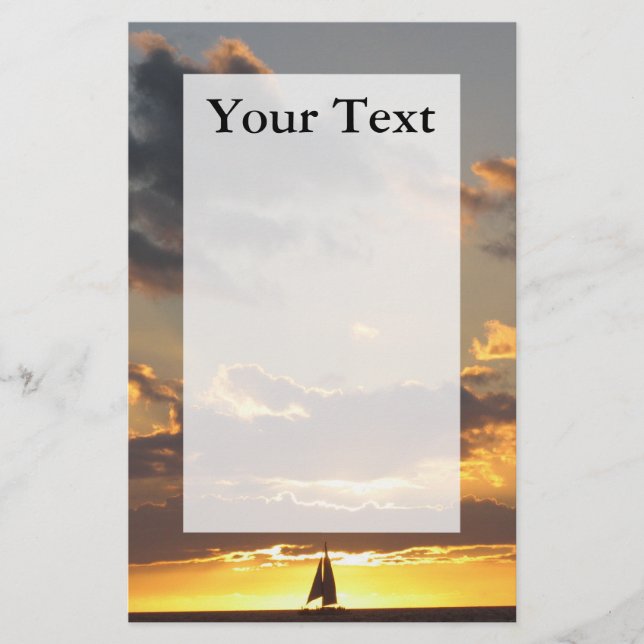 Sailboat at sunset writing paper (Front)