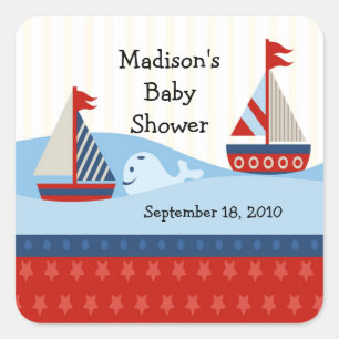 Sailboat Baby Shower Square Sticker! Square Sticker