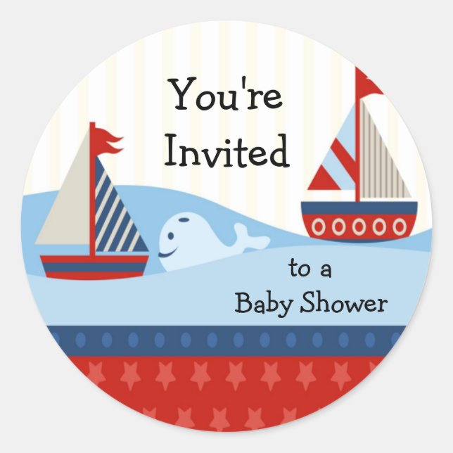 Sailboat Baby Shower Sticker (Front)