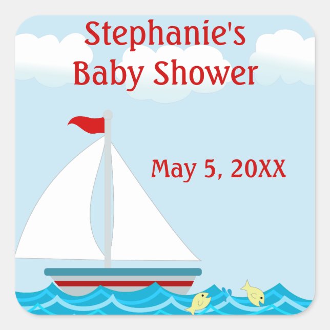 Sailboat Baby Shower Sticker (Front)
